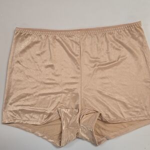 Vassarette Tan Satin Boyshort Panties
